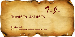 Turós Jolán névjegykártya